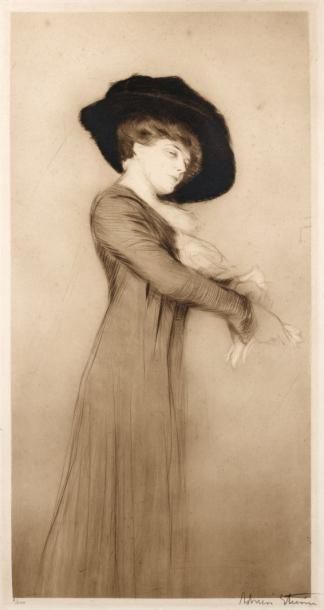Etienne Adrien DRIAN (1885-1961) Elegante Gravure en noir et sépia, signée en bas...