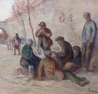 Maximilien LUCE (1858-1941) Sur les berges 1933-34 Huile sur toile, signée en bas...