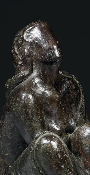 Marie LA VARANDE (XXe siècle) Dame invitation Bronze à patine mordorée numéroté 1/8....