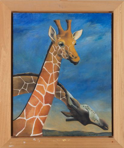 null 39 Nino DJAPARIDZE (Born 1961) The Giraffe, 1993-1994 Oil on canvas. Signed...