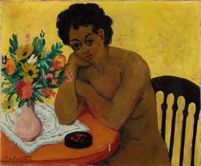 null 12 Pierre de BERROETA (1914-2004) Naked woman leaning. Oil on canvas. Signed...