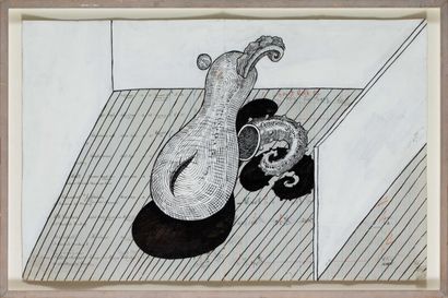 null 3 Edward ALLINGTON (Born 1951) Preparatory study for sculpture Indian ink, collage,...