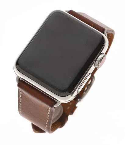 null Hermes for Apple Series 3 Connected watch in steel and ceramic with electronic...