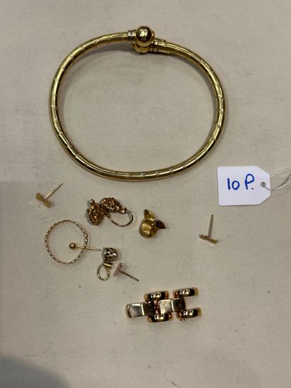 null 
Lot de bijoux en or 18K 750 millième : comprenant un bracelet jonc, alliance...
