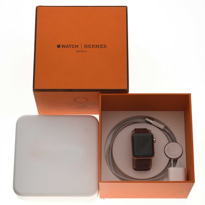 null Hermes for Apple Series 3 Connected watch in steel and ceramic with electronic...