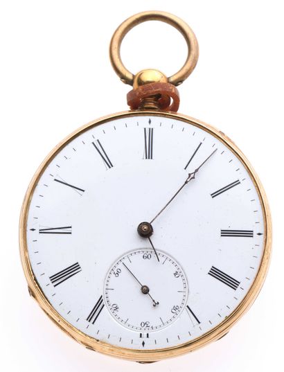 null Pocket watch in yellow gold 18K 750 thousandths with mechanical movement. Round...