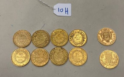 null 
10 coins of 20 Francs gold including 1 Charles X 1898
