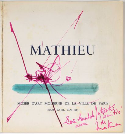 null MATHIEU (1921-2012) Sans titre Encre rose sur la page de titre du catalogue...