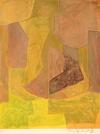 null Serge POLIAKOFF (1900-1969) Composition orange, 1966 Lithograph in colors on...