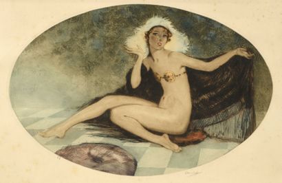 null Edouard Jules CHIMOT (1880-1959) Portrait de femme Pointe Sèche en couleurs....