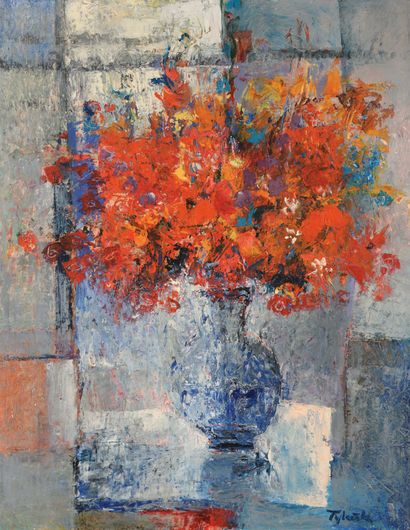 null Zdenka TYLECEK (1948) Bouquet de fleurs Huile sur toile signée en bas à droite....