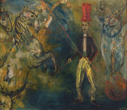null Issachar Ber RYBACK (1897-1935) Cirque Huile sur toile. Signée en bas à droite....