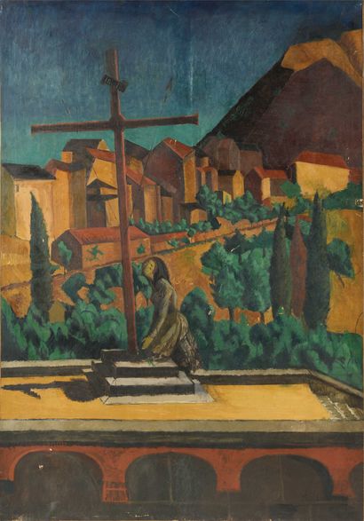 null André UTTER (1886-1948) Calvaire à Corté (Corse), vers 1913 Huile sur toile...