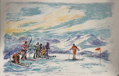 null Georges Yoldjoglou (né en 1933) Belles saisons 1996 - Vue sur les Alpes Lithographie...
