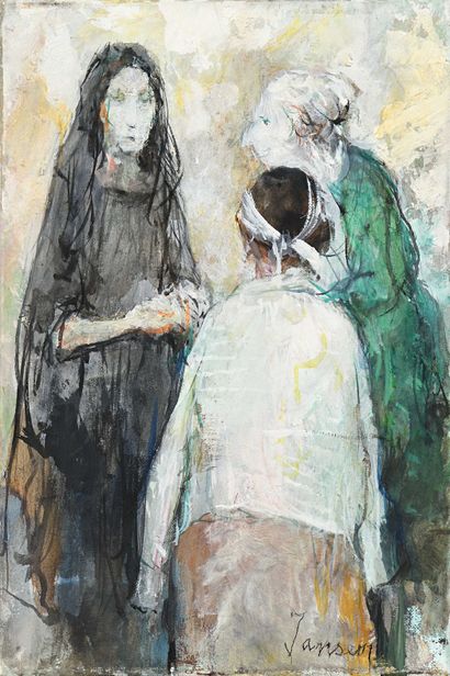 null Jean JANSEM (1920-2013) Les trois femmes Huile sur toile. Signée en bas à gauche....