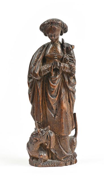 null 177 Sainte Marthe Sculpture en bois patiné. Flandres, XVe/XVIe siècles. Hauteur...