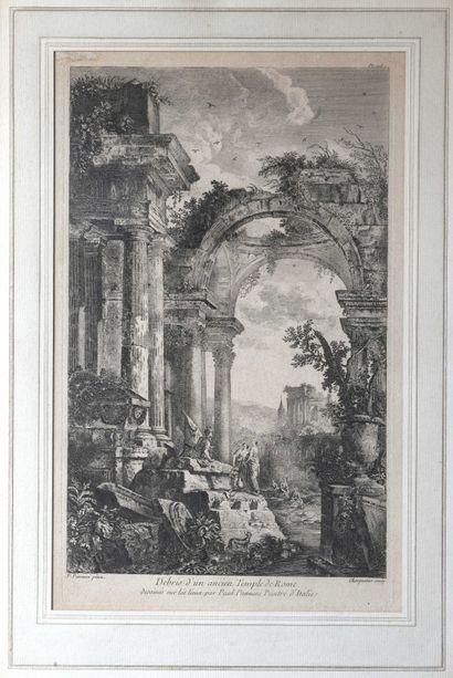 null 3 Paul PANINI, d après, gravé par CHARPENTIER Ruines d un ancien temple de Rome...