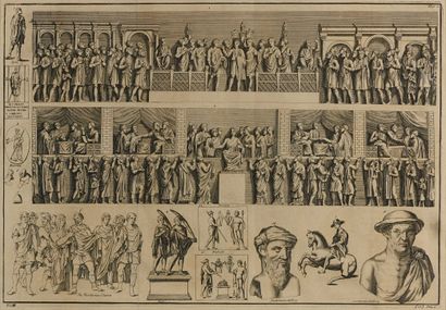 null 2 Two black engravings after ancient monuments and friezes. 32 x 46 cm - 39...