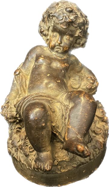 null 194 D après CLODION Bacchus enfant Statuette en terre cuite, signée. XIXe siècle....