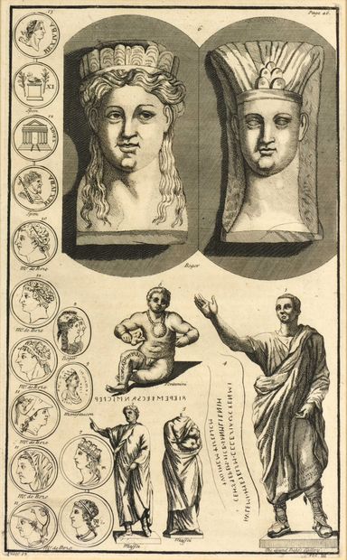 null 1 Suite of seven black engravings after monuments and sculptures of antiquity....