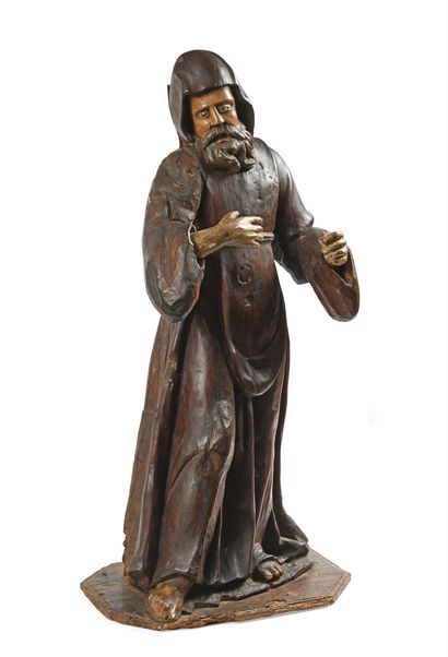 null 188 Statue en bois sculpté et polychromé représentant vraisemblablement saint...