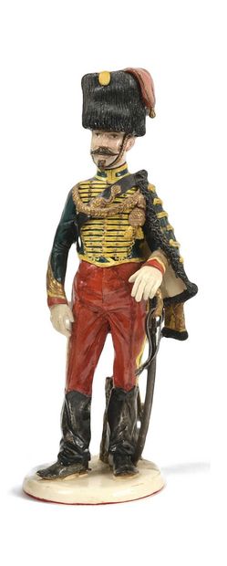 null 155 Bernard BELLUC (1949) Officier de regiment de hussards Grande figurine en...