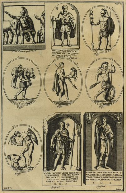 null 1 Suite of seven black engravings after monuments and sculptures of antiquity....