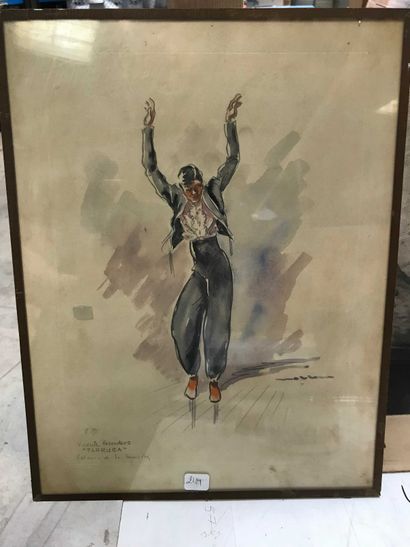 null Vicente ESCUDERO (1892-1980) Danseur andalou Aquarelle sur papier, signée en...