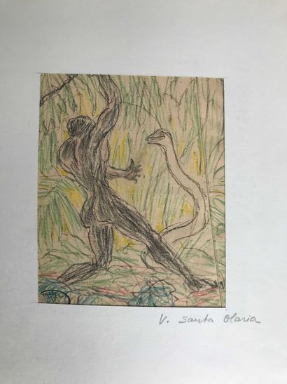 null Vincente SANTAOLARIA (1886-1967) Ensemble de sept dessins d études. Plume, graphite,...