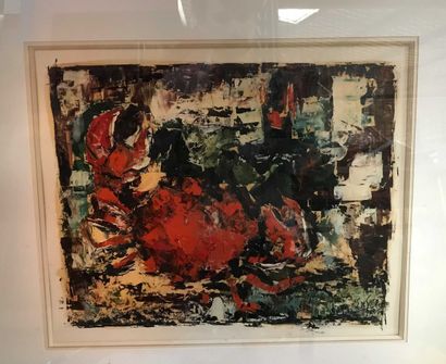 null E de SOTTO The crab. Oil on paper signed lower right and located in Paris. ...