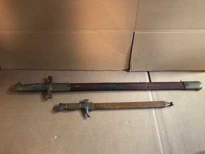 null Saber and its scabbard and a bayonet