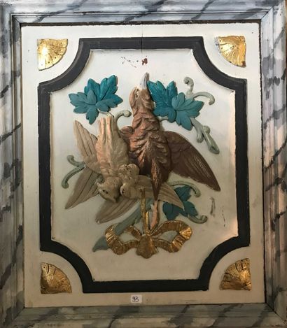 null Pair of painted panels representing two trophies of fish and game. 63 x 54 cm...