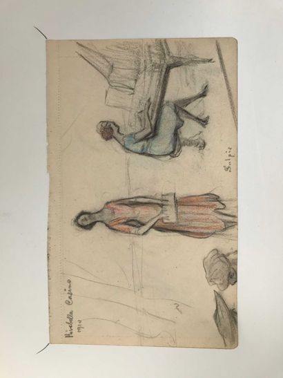 null Emile Jean SULPIS (1856-1943) Ensemble de quatre dessins d études. Crayon de...