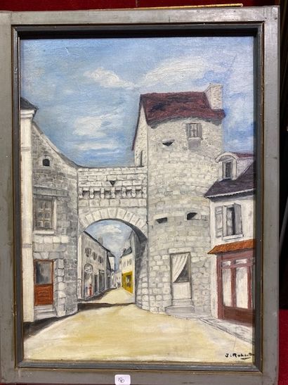 null J RABOUTIN, modern school The vaulted passage Oil on canvas signed lower right...