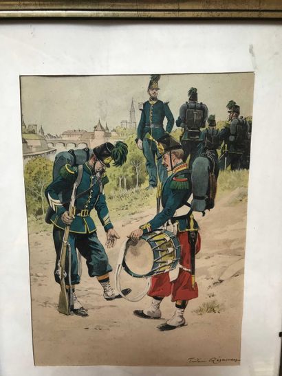 null Frédéric REGAMEY, d après Chasseurs à pied et tambour de fusillers, 1862 Lithographie...
