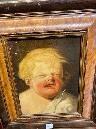 null French school of the XIXth century Crying child Oil on canvas 22x17cm Scrat...