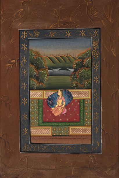 null India. Maharanee sitting in a garden 87,5 x 58,5 cm