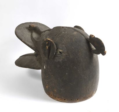 null IVORY COAST, Senoufo. Helmet mask called "fire spitter" representing an animal...