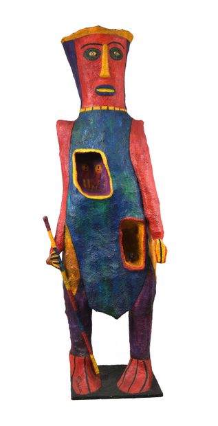 null 92 Le Grand Chambellan, 1996 Sculpture in polychrome papier-mâché on wood. Signed...