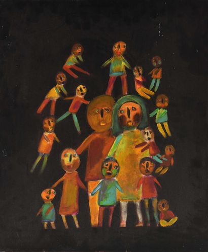 null 9 Black Family, 1990 Oil on canvas. Signed and dated 90 lower right. 65 x 54...