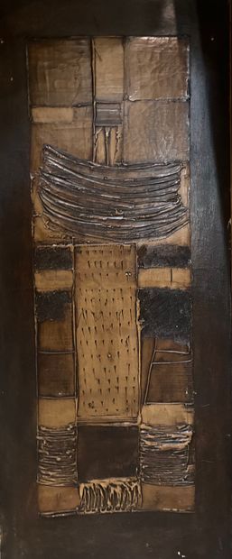 null 186 Chalys LEYE (Born 1952) Untitled, 2000 Acrylic, asphalt and sand on canvas....