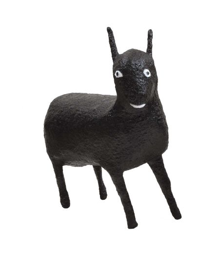 null 99 Black goat, 2012 Black and white paper mache sculpture on wire mesh wood....