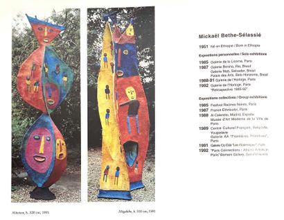 null 89 Mâtotem, 1991 Sculpture in polychrome papier-mâché on wood. Signed Mickaël...
