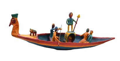 null 120 Pirogue, 2005 Sculpture in polychrome papier-mâché on wood. Signed Mickaël...