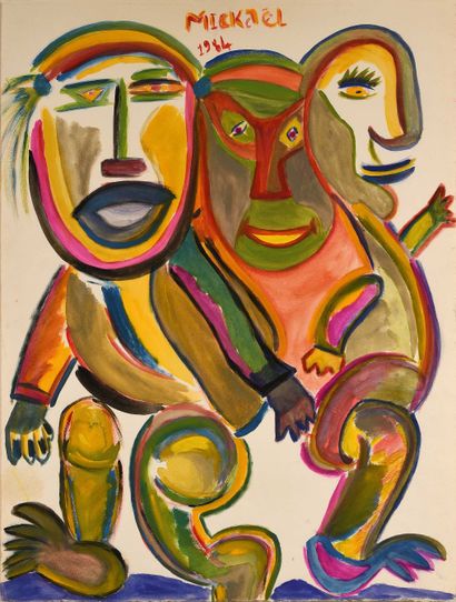 null 20 Composition aux trois personnages, 1984 Mixed media on paper. Signed and...