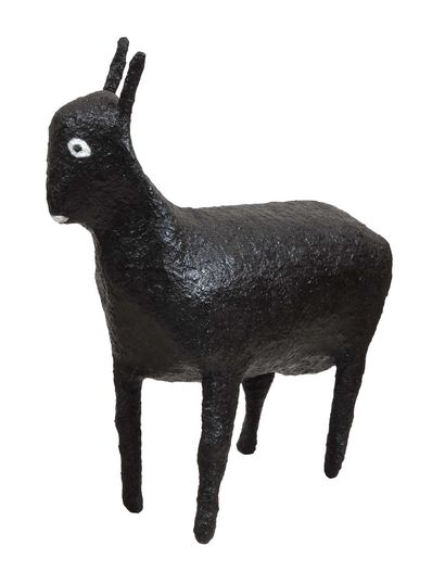 null 99 Black goat, 2012 Black and white paper mache sculpture on wire mesh wood....