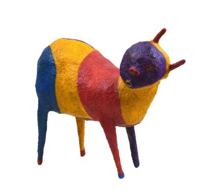 null 64 Magic Animal, 2019 Polychrome paper mache sculpture on wire mesh wood. Signed...