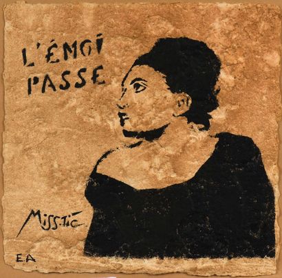 null 174 MISS TIC (1956-2022) L'émoi passe Stencil on bistre rag paper. Justified...