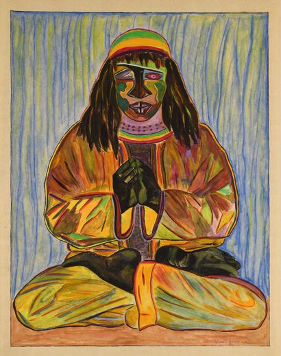 null 13 Seated figure, 1983 Mixed media on paper. Signed and dated lower right. 70...