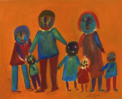 null 12 Family orange, 1993 Mixed media on paper. Signed lower right and dated. 39...